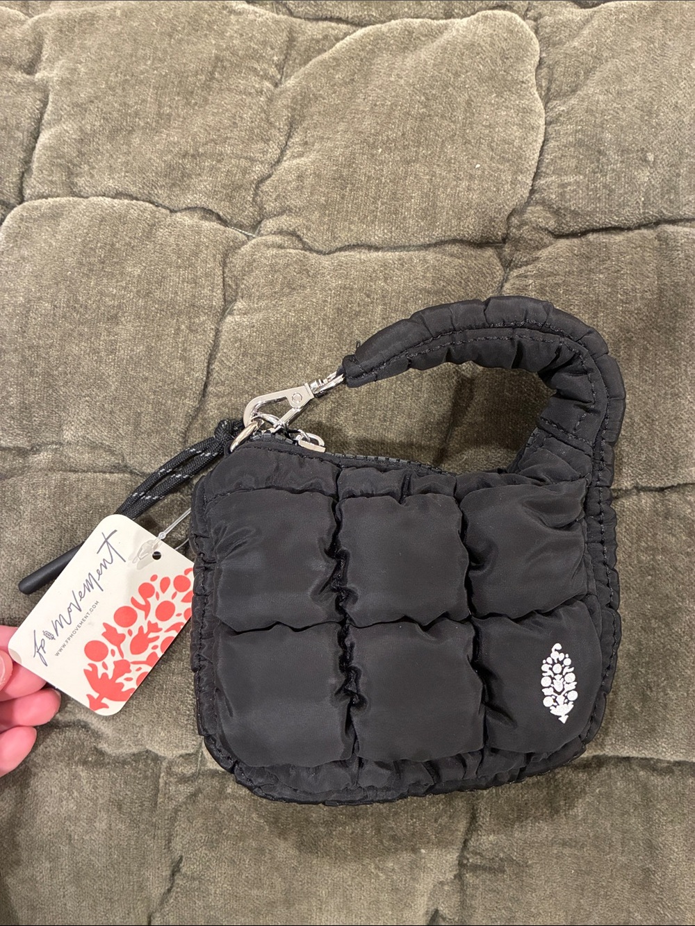 FP Movement by Free People Black Quilted Puffy Mini Bag with Padded Handle